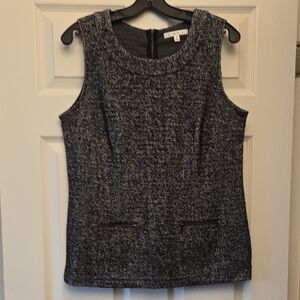 CABI #993 CeCe Shell Sleeveless Black Tweed Herringbone Top Size Medium